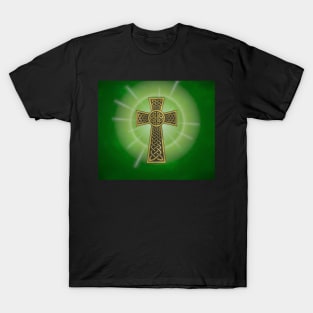 Celtic Cross on a Field of Green T-Shirt